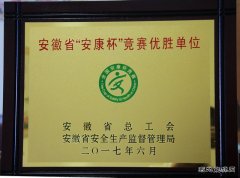 安徽楚源公司荣获省“安康杯”竞赛先进集体