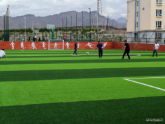 河南英皇体育榆树泉煤矿喜迎人造草坪足球场和塑胶蓝球场建成